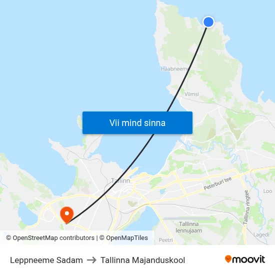 Leppneeme Sadam to Tallinna Majanduskool map