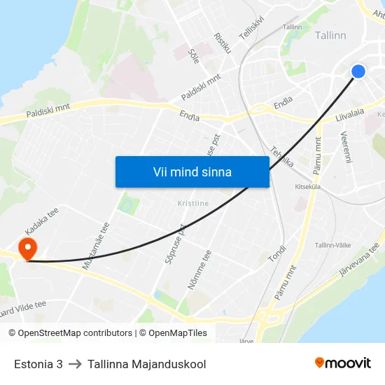 Estonia 3 to Tallinna Majanduskool map