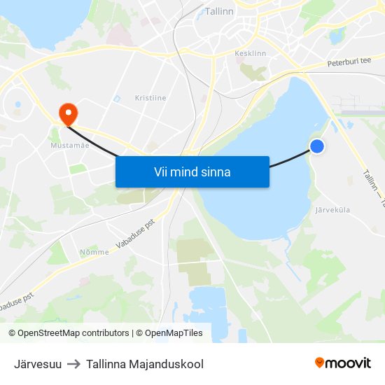 Järvesuu to Tallinna Majanduskool map