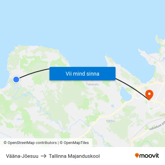 Vääna-Jõesuu to Tallinna Majanduskool map