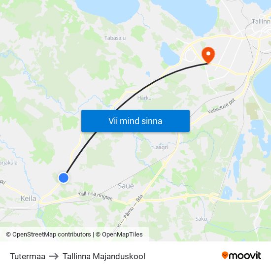 Tutermaa to Tallinna Majanduskool map