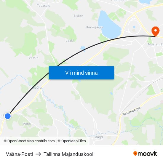 Vääna-Posti to Tallinna Majanduskool map