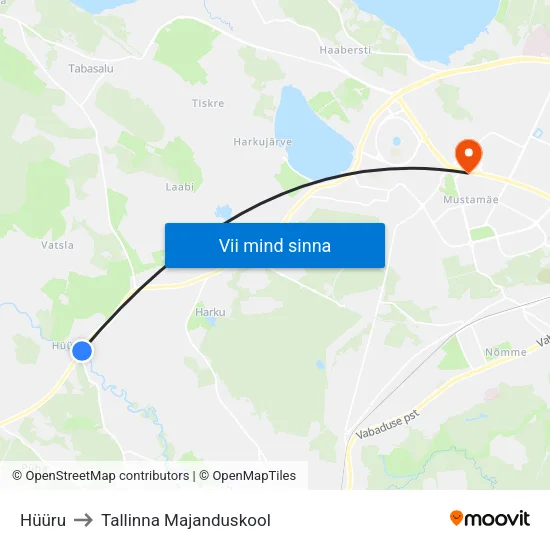 Hüüru to Tallinna Majanduskool map