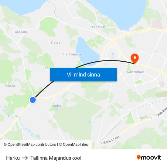 Harku to Tallinna Majanduskool map