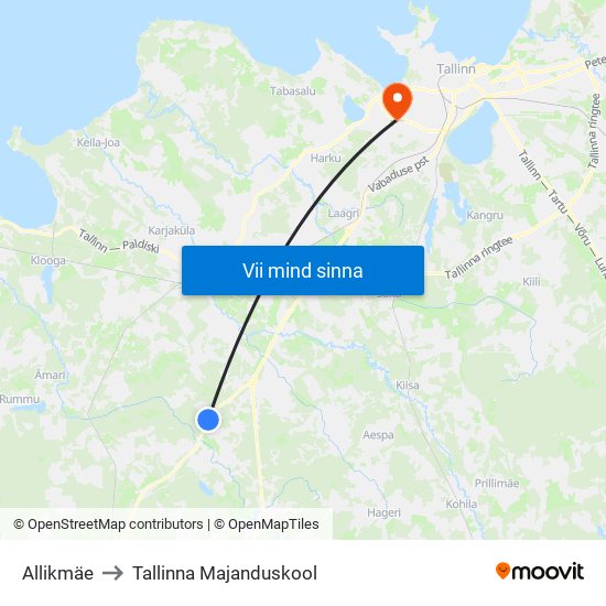 Allikmäe to Tallinna Majanduskool map