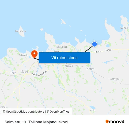 Salmistu to Tallinna Majanduskool map