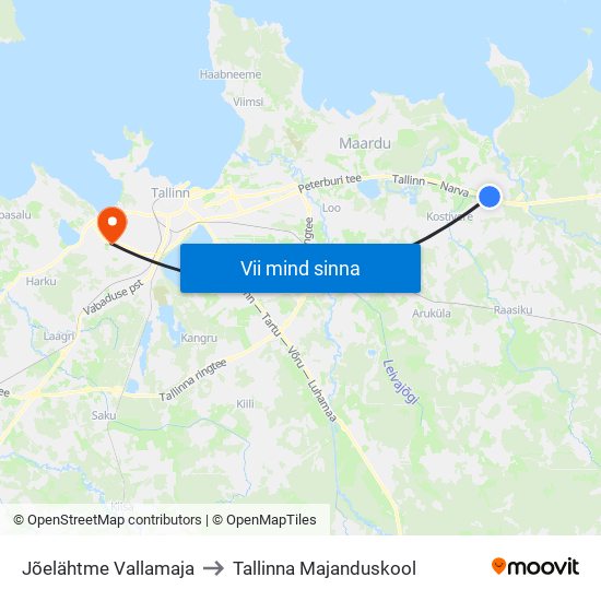 Jõelähtme Vallamaja to Tallinna Majanduskool map