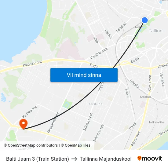 Balti Jaam 3 (Train Station) to Tallinna Majanduskool map