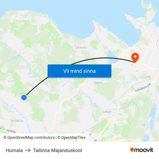 Humala to Tallinna Majanduskool map