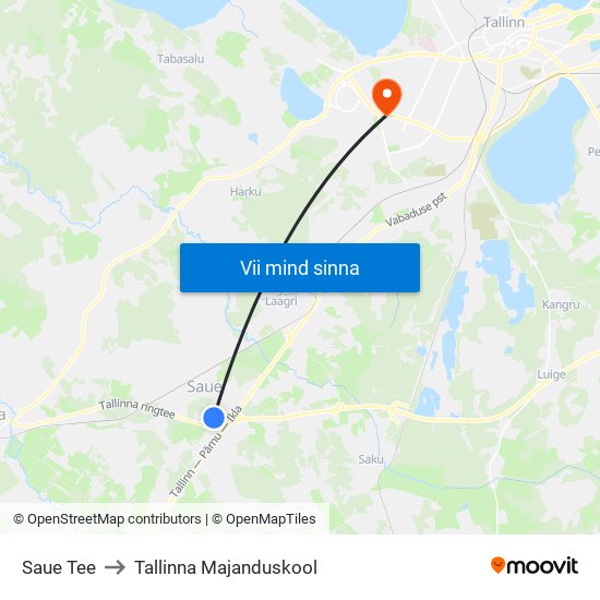 Saue Tee to Tallinna Majanduskool map