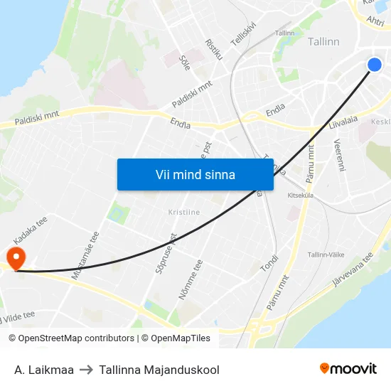 A. Laikmaa to Tallinna Majanduskool map