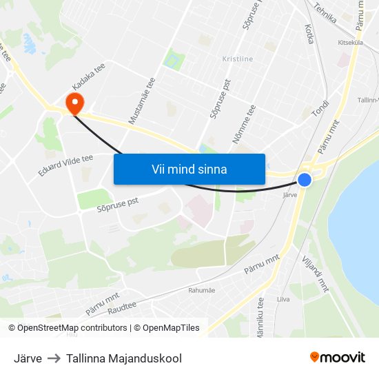 Järve to Tallinna Majanduskool map