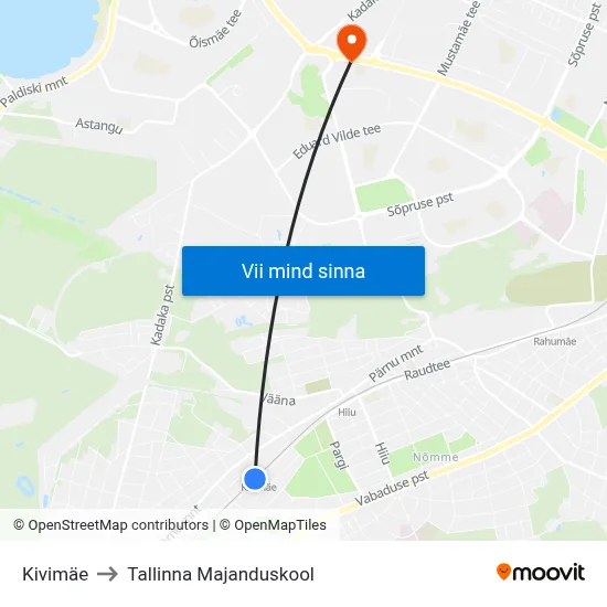 Kivimäe to Tallinna Majanduskool map