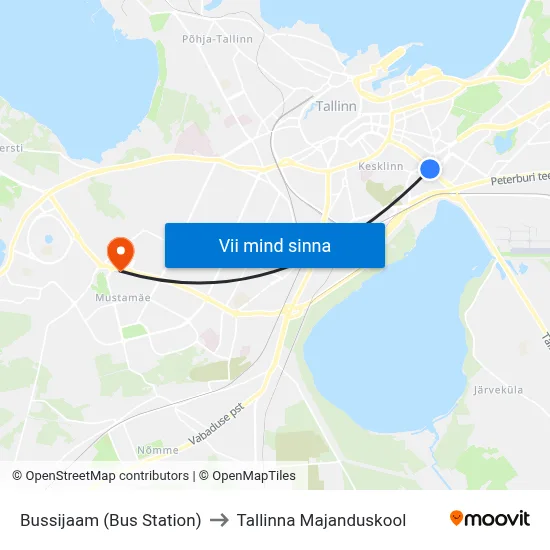 Bussijaam (Bus Station) to Tallinna Majanduskool map