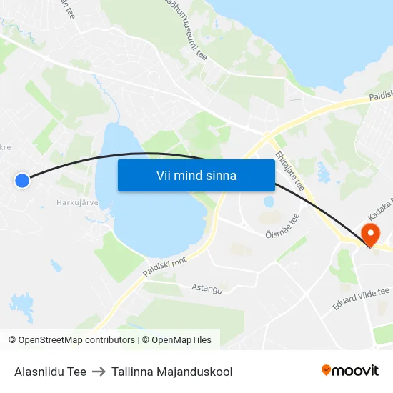Alasniidu Tee to Tallinna Majanduskool map