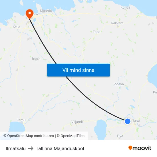 Ilmatsalu to Tallinna Majanduskool map