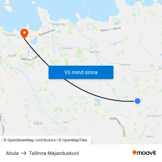 Ahula to Tallinna Majanduskool map