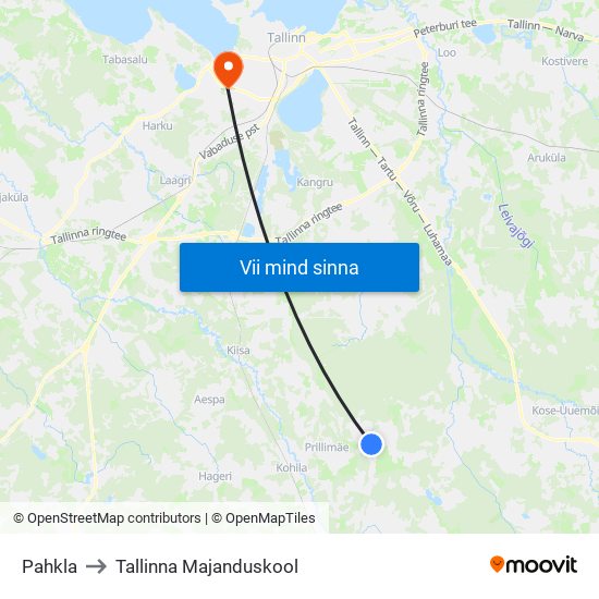 Pahkla to Tallinna Majanduskool map