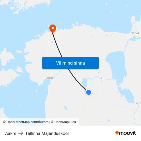 Aakre to Tallinna Majanduskool map