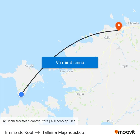 Emmaste Kool to Tallinna Majanduskool map