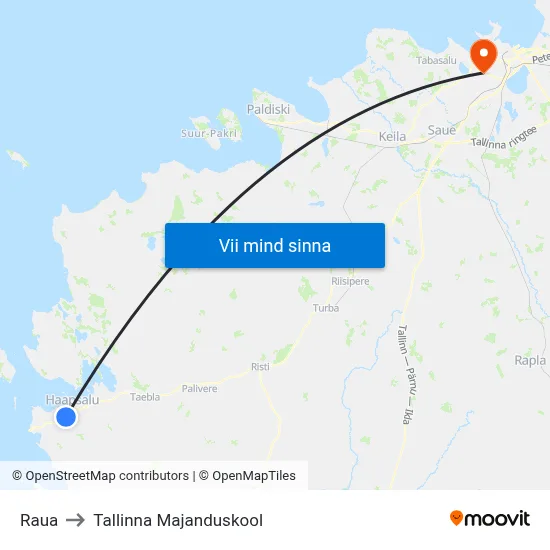 Raua to Tallinna Majanduskool map