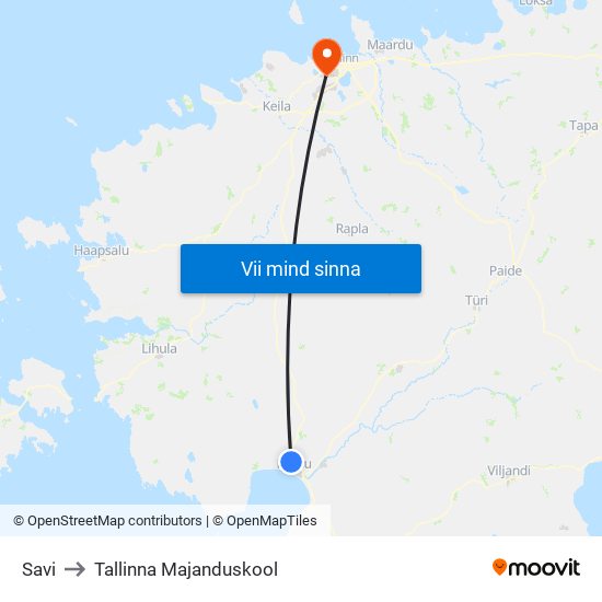 Savi to Tallinna Majanduskool map