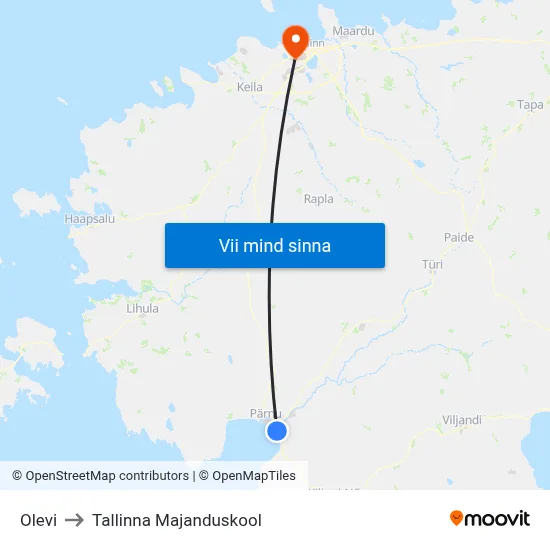 Olevi to Tallinna Majanduskool map