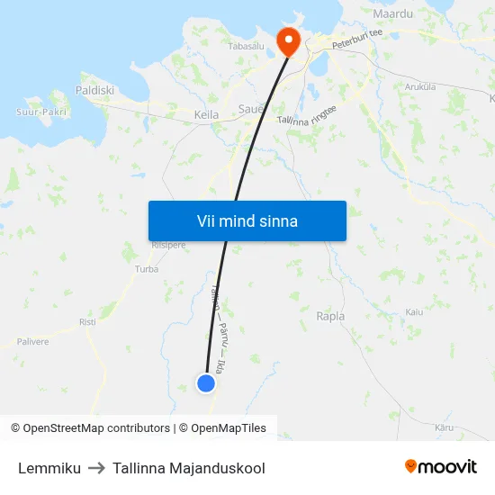 Lemmiku to Tallinna Majanduskool map