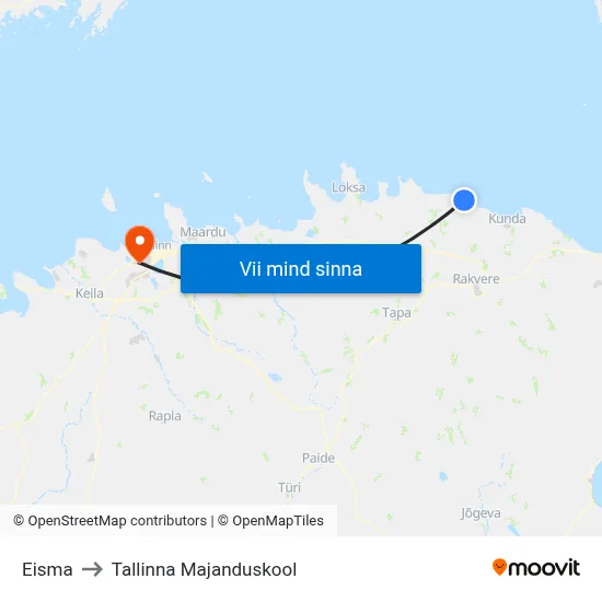 Eisma to Tallinna Majanduskool map