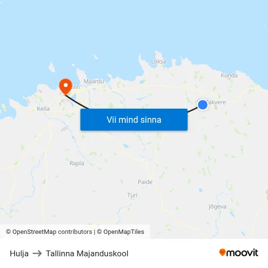 Hulja to Tallinna Majanduskool map