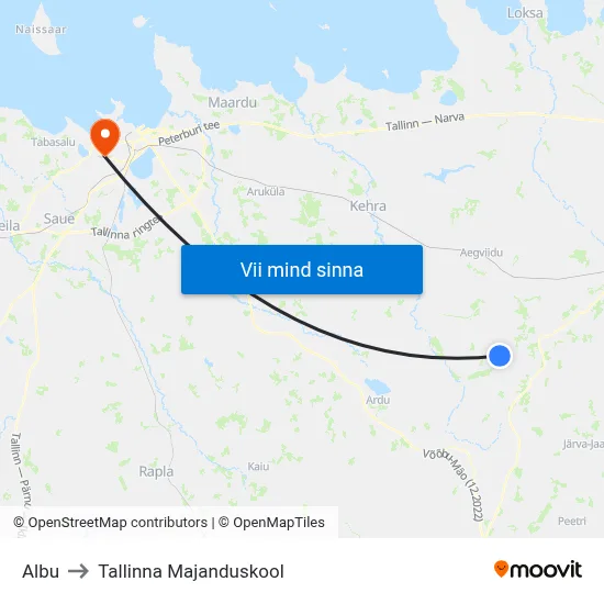 Albu to Tallinna Majanduskool map