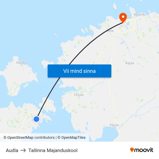 Audla to Tallinna Majanduskool map