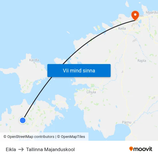 Eikla to Tallinna Majanduskool map