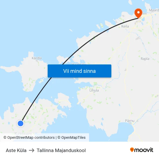 Aste Küla to Tallinna Majanduskool map