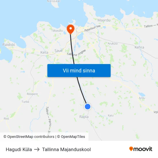 Hagudi Küla to Tallinna Majanduskool map