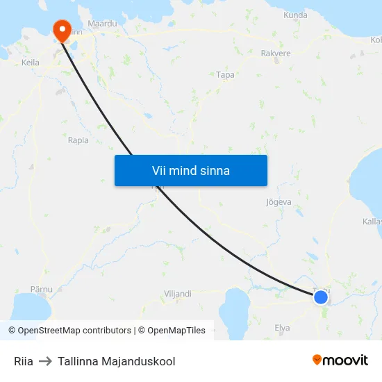 Riia to Tallinna Majanduskool map