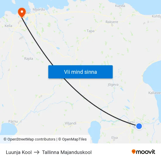 Luunja Kool to Tallinna Majanduskool map