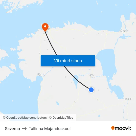Saverna to Tallinna Majanduskool map