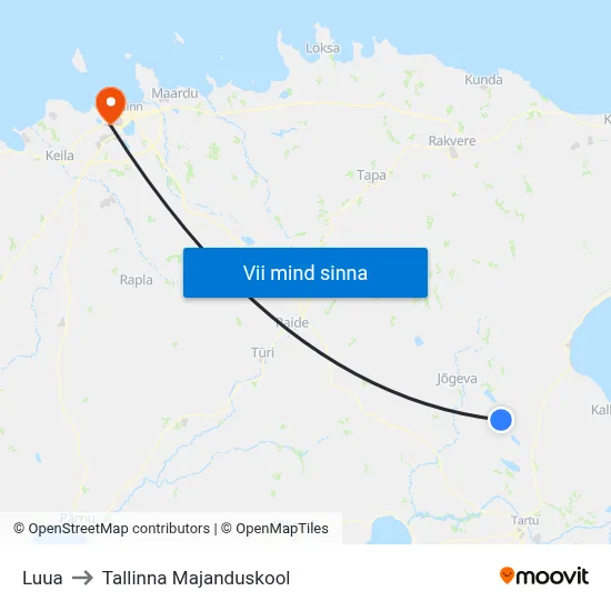 Luua to Tallinna Majanduskool map