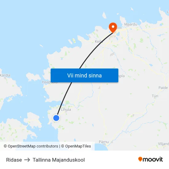 Ridase to Tallinna Majanduskool map