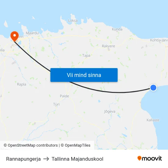 Rannapungerja to Tallinna Majanduskool map