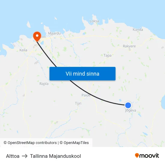 Alttoa to Tallinna Majanduskool map