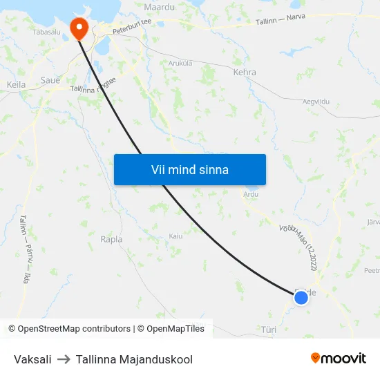 Vaksali to Tallinna Majanduskool map