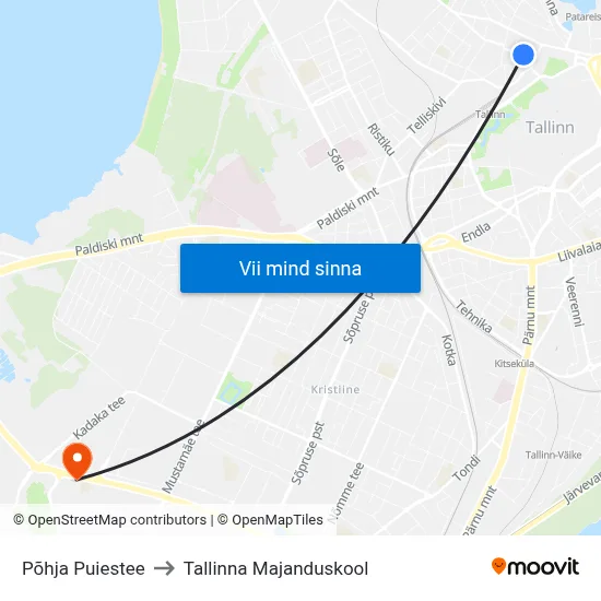 Põhja Puiestee to Tallinna Majanduskool map