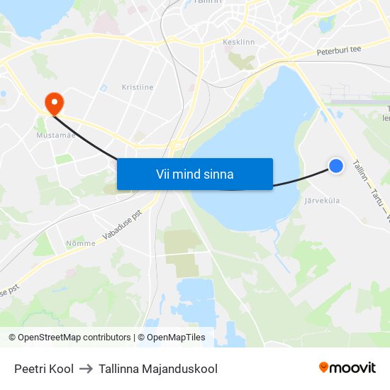 Peetri Kool to Tallinna Majanduskool map