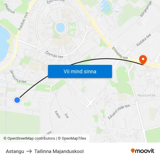 Astangu to Tallinna Majanduskool map