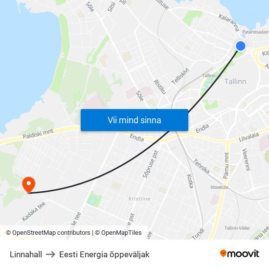 Linnahall to Eesti Energia õppeväljak map