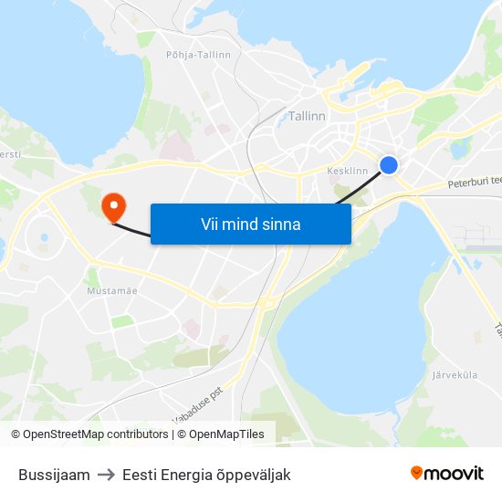 Bussijaam to Eesti Energia õppeväljak map