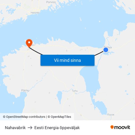 Nahavabrik to Eesti Energia õppeväljak map