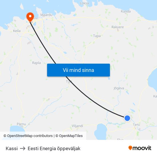 Kassi to Eesti Energia õppeväljak map
